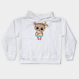 Cute fashion owl in a dress Kids Hoodie